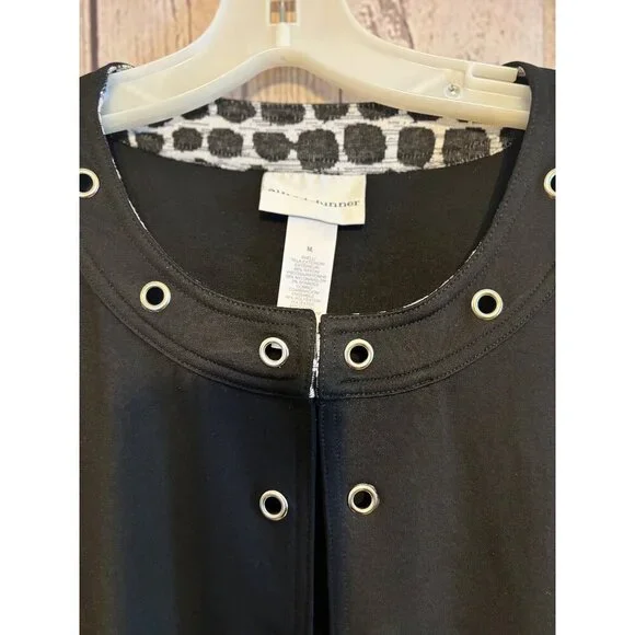 Alfred Dunner Black Jacket Blazer Silver Accents Office Casual Size Medium - Picture 3 of 6